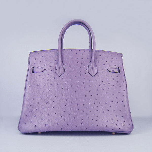 High Quality Fake Hermes Birkin 35CM Ostrich Veins Handbag Purple 6089